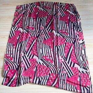 100% Silk feel striped & Star print scarf black white pink
